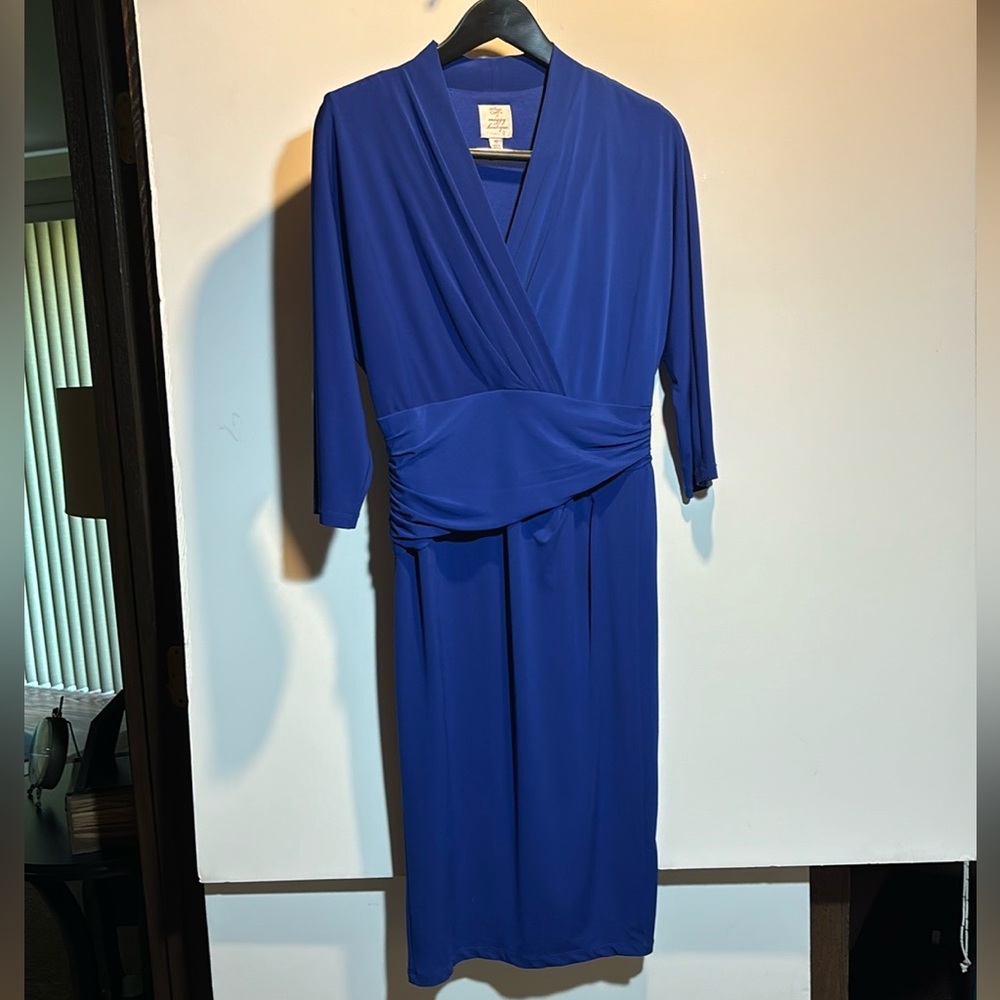 Suzi Chin for Maggie Boutique Blue Stretch Knit Dress Size 10